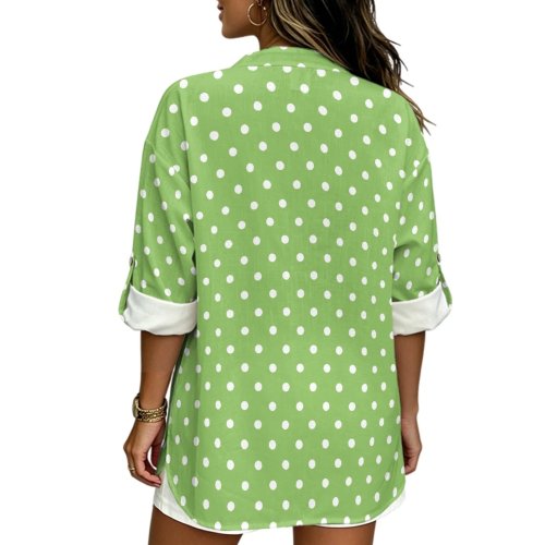 PENSTROLL Tunica Camicia a Pois Stile Lino, Camicia da Spiaggia Traspirante Taglie S-5XL per Donna, Abbigliamento Casual per Esterni e Feste