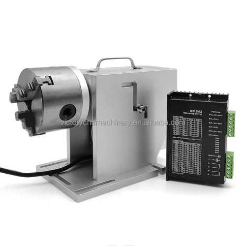 SD100 Mandrin 3 Mors Accessoire Rotatif avec Contrôleur, Table Rotative à Trou Traversant, Dispositif Rotatif pour Machine de Marquage et Graveur
