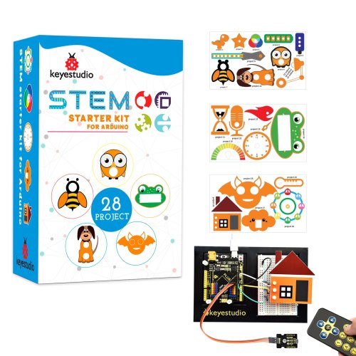 KEYESTUDIO PlusUNO Projects Starter Kit for Arduino – Electronic DIY Programming STEM Educational Kit with 28 Projects