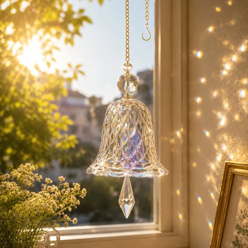 Kristallglocken-Suncatcher-Anhänger, Regenbogen-Glas-Windspiel für Innen- und Außenbereich, Haus- und Gartendeko, Weihnachtsgeschenk