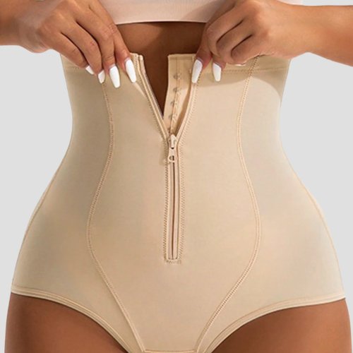 High Waist Butt Lifter Waist Trainer Panties – Compression Shapewear Shorts with Zipper Tummy Control