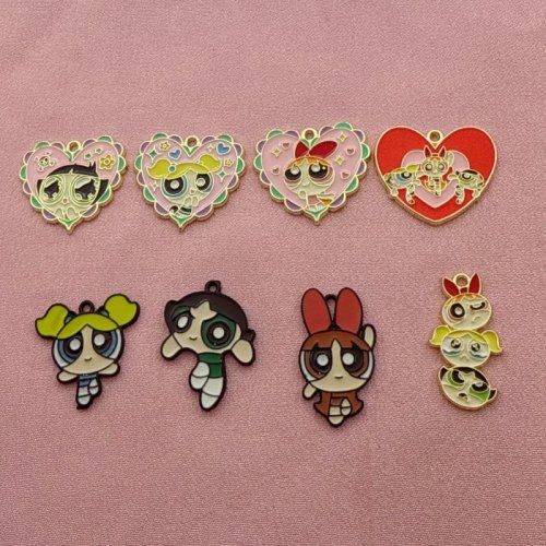 10Pcs Alloy Drip Oil Cartoon Girl Pendant, DIY Jewelry Making Charms for Earrings & Keychains