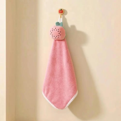 Soft Thick Cartoon Fruit Hand Towel with Lanyard for Bathroom and Kitchen