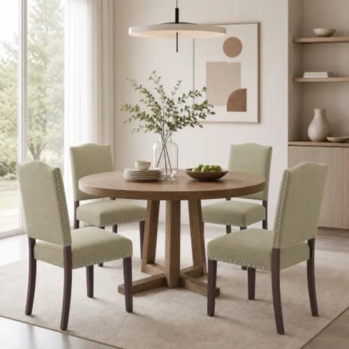 Set of 4 Upholstered Dining Chairs with Thickened Seat Cushions