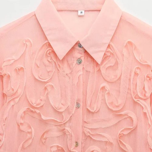 Blouse en mousseline mode femme 2025, top élégant à volants, chemisier fin d'été à cascades