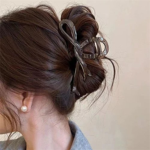 13cm Glossy Acrylic Ribbon Bow Crab Hair Claws, Barrettes & Shark Clips for Women