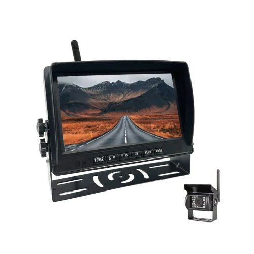 7 Zoll HD Monitor Kabelloses Rückfahrkamera-System Kit mit 18 wasserdichten Nachtsicht-LEDs für LKW, Transporter, Wohnmobile, Anhänger 12-24V