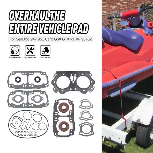 Kit Guarnizioni per Revisione Motore con Paraolio Albero Motore per SeaDoo 947 951 Carb GSX GTX RX XP 98-02