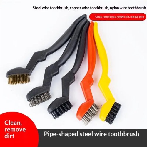 3-Piece Curved Handle Wire Brush Set for Cleaning Welding Slag and Rust Removal - Industrial Scrubbing Brushes