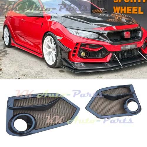 Carbon Fiber Fog Light Eyebrow Covers for Honda Civic FK8 Type R (2016-2019)
