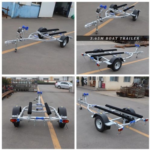 Remolque para Barco con Bunk de Madera de 3,65 m, Bunks Ajustables, Estructura Galvanizada para Barcos de 12-14 pies
