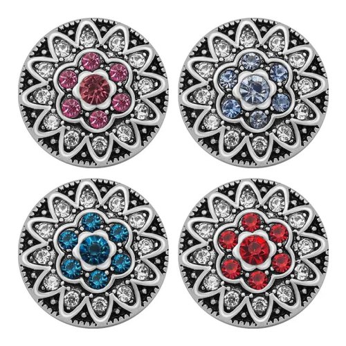 Nuovo KZ3144 Bottoni a pressione rotondi 20mm fiori in strass colorati per bracciale snap gioielli all'ingrosso