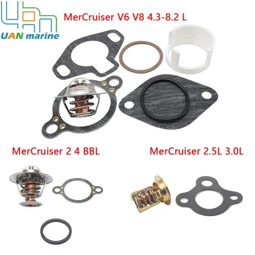 MerCruiser V6 V8 4.3-8.2L 165-488 2/4 BBL MCM GM 2.5L 3.0L スターンドライブ用サーモスタットキット 807252Q5 59078T3 59078T4
