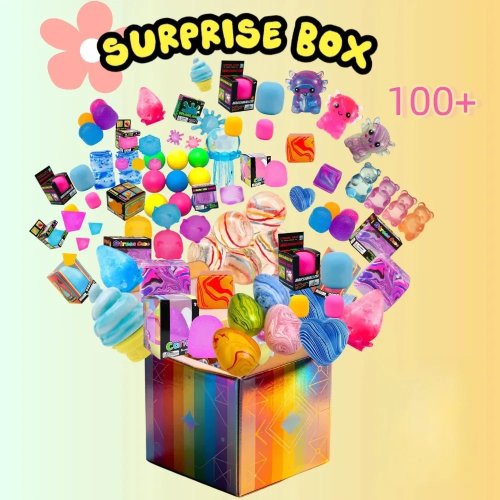 100+ Stück Überraschungsbox Spielzeug - Squishy Fidget Blind Box, Stressabbau Figuren, Mystery Box