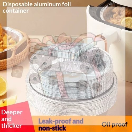10 Pack Disposable Aluminum Foil Trays for Air Fryer, Food Grade, Household