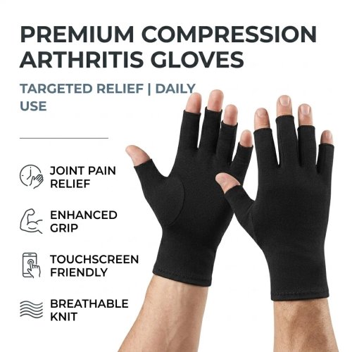 Guantes de compresión sin dedos (1 par) para aliviar molestias en las manos