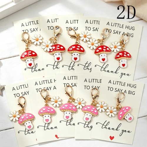 5er Set Dankeschön-Pilz-Schlüsselanhänger mit Dankeskarten, ideal als kleines Geschenk für Freunde, Pilz-Anhänger