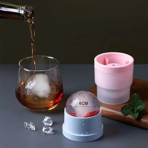 Silicone Ice Cube Mold & Ice Ball Maker - Reusable Whiskey Cocktail Ice Molds for Bar Party Cold Drinks (4/1pcs)