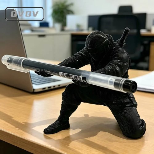 3D Printed Ninja Pen Holder - Unique Desk Organizer & Pencil Storage Figurine