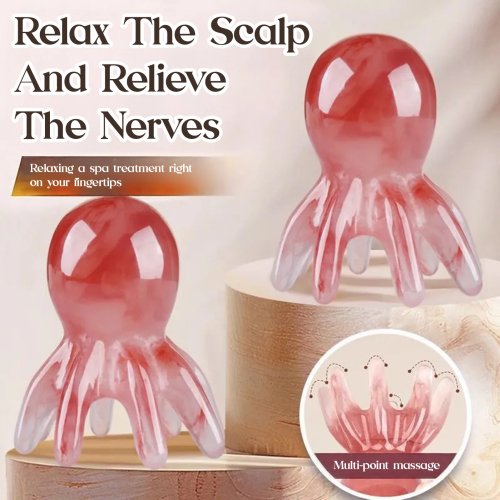 Octopus Head Massager Comb, Manual Acupressure Scalp Massager, Gua Sha Tool, Portable Spa Comb