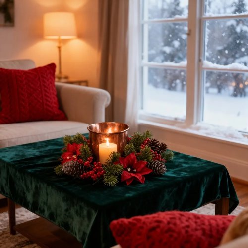 Christmas Candle Ring Wreath with Artificial Pinecones and Berries - Decorative Plastic Wreath for Candles