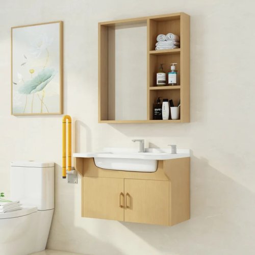 Gabinete espejo de baño LMM con lavabo, estilo chino nuevo, ideal para adultos mayores y asilos