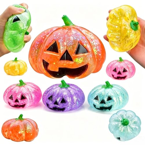 Halloween Pumpkin Maltose Squishy Stress Ball – Soft Slow Rebound Fidget Toy for Adults, Funny Stress Relief Gift