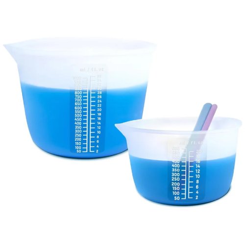 ถ้วยตวงซิลิโคนสำหรับผสมเรซินอีพ็อกซี่, Fluid Art, เนยและช็อกโกแลต 1500ml/50oz & 1000ml/36oz & 600ml/20oz ถ้วยผสม