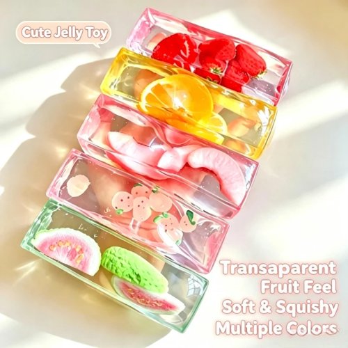 Juguete antiestrés squishy kawaii de hielo de fruta de gelatina transparente para adultos, alivio sensorial