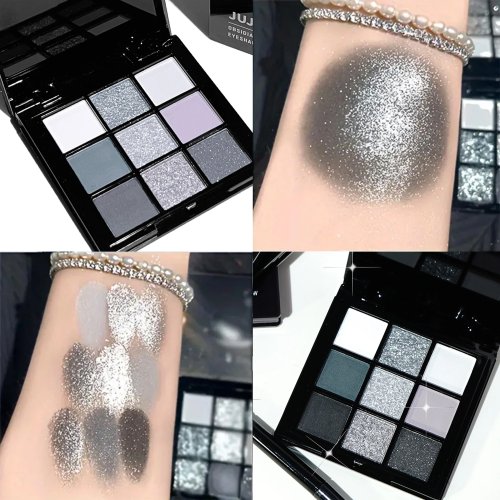 Black Light Star 9-Color Eyeshadow Palette, Smoky Dark Cement Makeup Palette