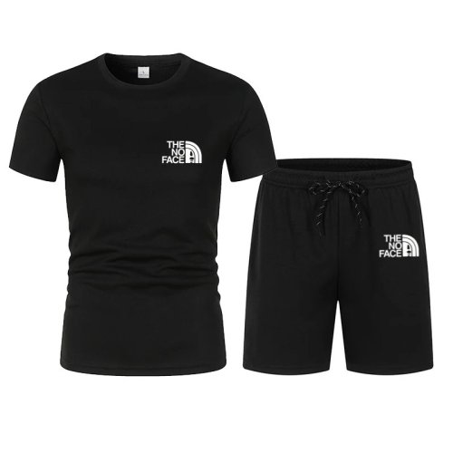 Set 2 Potong Pria Casual Olahraga Musim Panas – Kaos Lengan Pendek + Celana Pendek