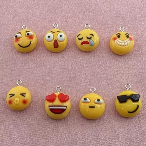 10pcs Cartoon Emoticon Avatar Resin Pendant, DIY Jewelry Making Earrings, Keychain Accessories