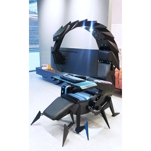 Ергономічне ігрове крісло Cluvens IW-SK Scorpion з кокпітом, невагомістю, RGB, підтримкою до 5 екранів, сучасна робоча станція