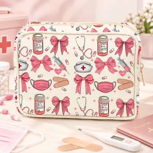 Bolsa para medicamentos portátil impresa, organizador ligero de primeros auxilios, estuche de almacenamiento para viaje, botiquín de emergencia para casa