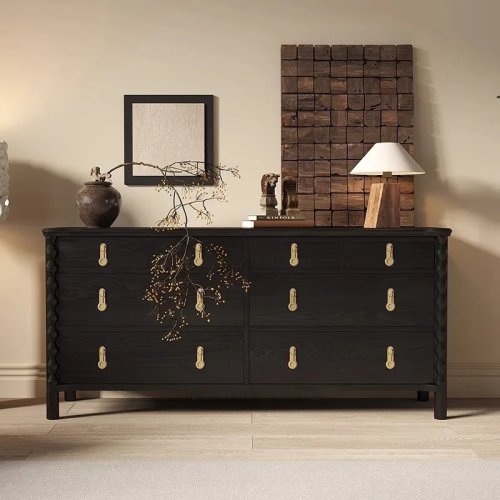 Kabinet Retro Amerika dari Kayu Solid, Kabinet Dekorasi Ruang Tamu, Kabinet Foyer