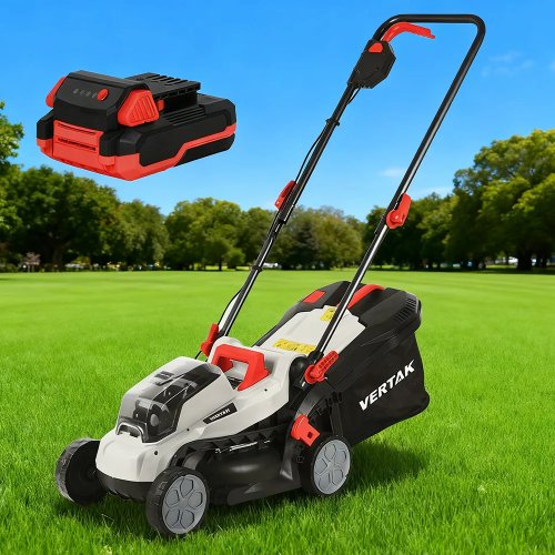 2x20V Cordless Lithium-Ion Lawn Mower, Lightweight Adjustable Height, Electric Grass Cutter with Folding Handle for DIY Garden