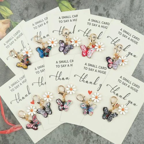10 Porte-clés Papillon et Fleur, Idéaux comme Cadeaux de Fête, Décoration de Sac ou Cadeaux d'Anniversaire