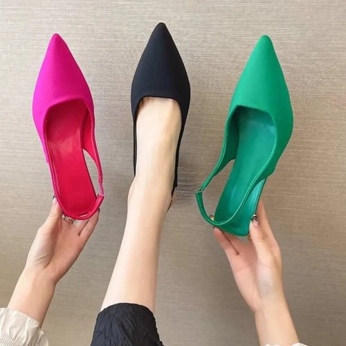 Sandalias de tacón alto para dama verano punta fina slingback tacón abierto verde chunky stiletto para fiesta noche trabajo