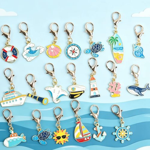 Conjunto de 20 porta-chaves Ocean Travel – porta-chaves divertidos com tema oceânico