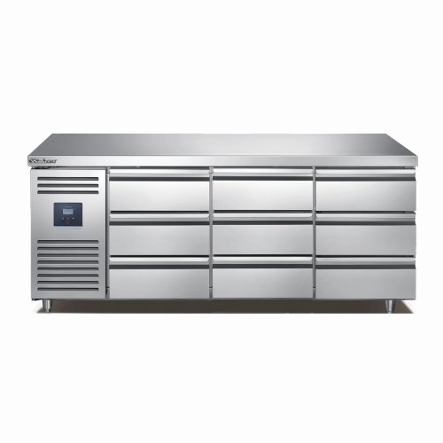 Adjustable Stainless Steel Worktop Refrigerator Freezer, 6/9 Drawers, Direct Air Cooling, Undercounter for Bar Display