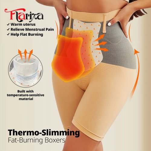 Flarixa Women's Thermal Shapewear Panties High Waist Seamless Tummy Control Butt Lifter Body Shaper Thermo Shorts