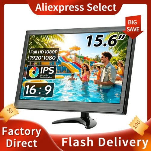 จอคอมพิวเตอร์ 15.6 นิ้ว FHD IPS LED, จอตั้งโต๊ะ พร้อมพอร์ต HDMI/VGA/BNC/AV/USB, ลำโพงในตัว, สำหรับกล้องวงจรปิด