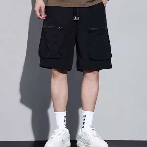 Men's Trendy Summer Thin Breathable Loose Straight Cargo Shorts Plus Size Zip Pocket Casual 5-Inch Shorts S-6XL