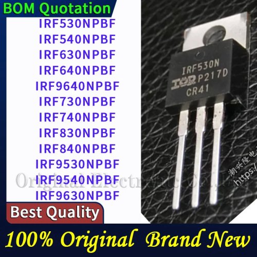 IRF530NPBF IRF540NPBF IRF630NPBF IRF640NPBF IRF9640NPBF IRF730NPBF IRF740NPBF IRF830NPBF IRF840NPBF IRF9530NPBF IRF9540 Kit de transistors MOSFET avec boîtier en plastique