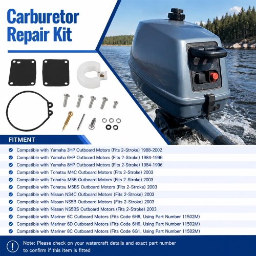 Carburetor Repair Kit for Yamaha 3HP 6HP 8HP Tohatsu M5B M4C M5BS Nissan NS4C NS5B 2NS5BS 2-Stroke Outboard Motors - 6G1-W0093-00