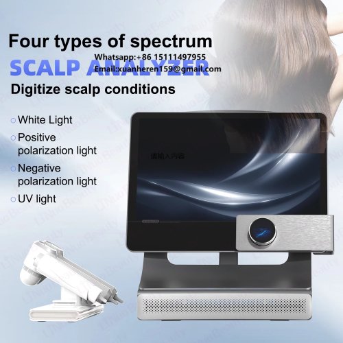 Analyseur intelligent de cuir chevelu et de peau T5 avec IA, microscope numérique 200x, écran 15,6", usage domestique et commercial, analyse de peau IA