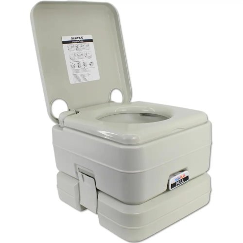Premium Portable Camping Toilet - 5.8 Gal Waste / 3.43 Gal Fresh Water Tank (100 Flushes), 440 lbs Max Weight, Level Indicator, Sealed