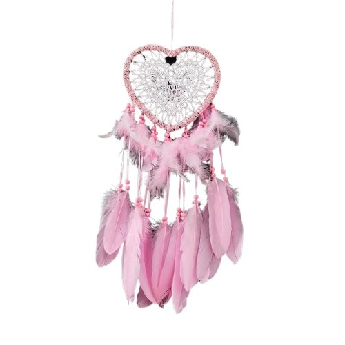 Heart Shaped Pink Feather Dreamcatcher Nordic Home Wall Decor Wedding Christmas Gift