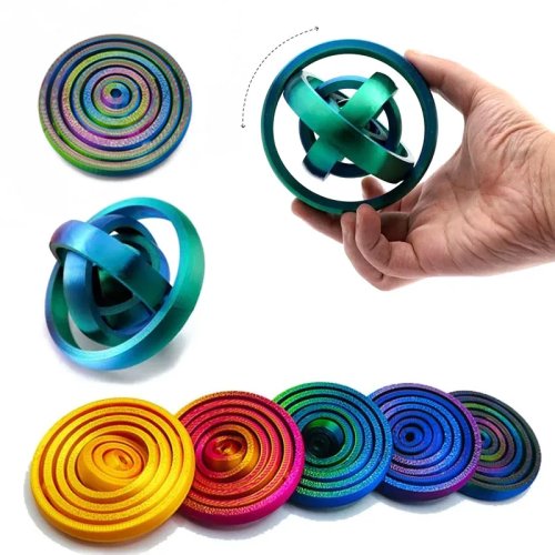 Đồ chơi bóng xoay in 3D, con quay đầu ngón tay hình chữ O, xoay trọng lực, giảm căng thẳng, giải tỏa stress, đồ chơi ngầu