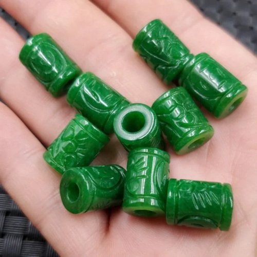 5 sztuk naturalnych zielonych koralików z jadeitu do bransoletki bangle DIY, zawieszka, biżuteria, amulet, prezent dla kobiet i mężczyzn